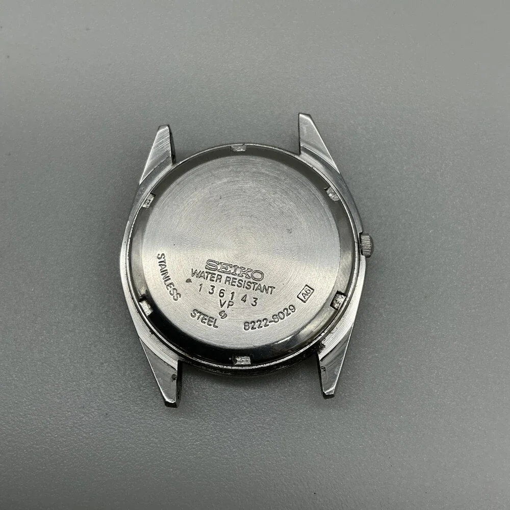 Vintage Seiko 8222-8029 Mens Watch 34mm Silver Tone Date For Parts Not Running
